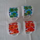 4 mugs lotus flowers red and blue arcopal vintage france