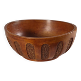 Antique hand carved signed folk art bowl 1930