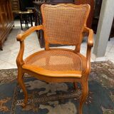 Louis XV style office armchair in solid blond beech