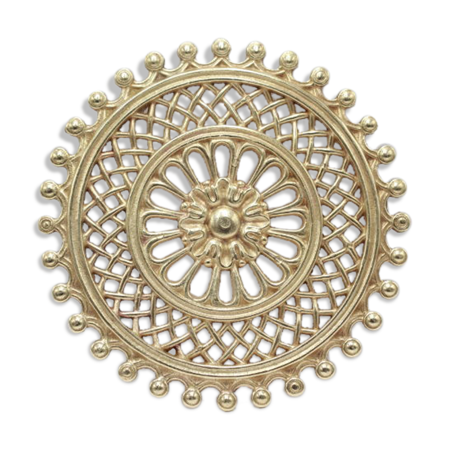 Vintage brass rosette underside