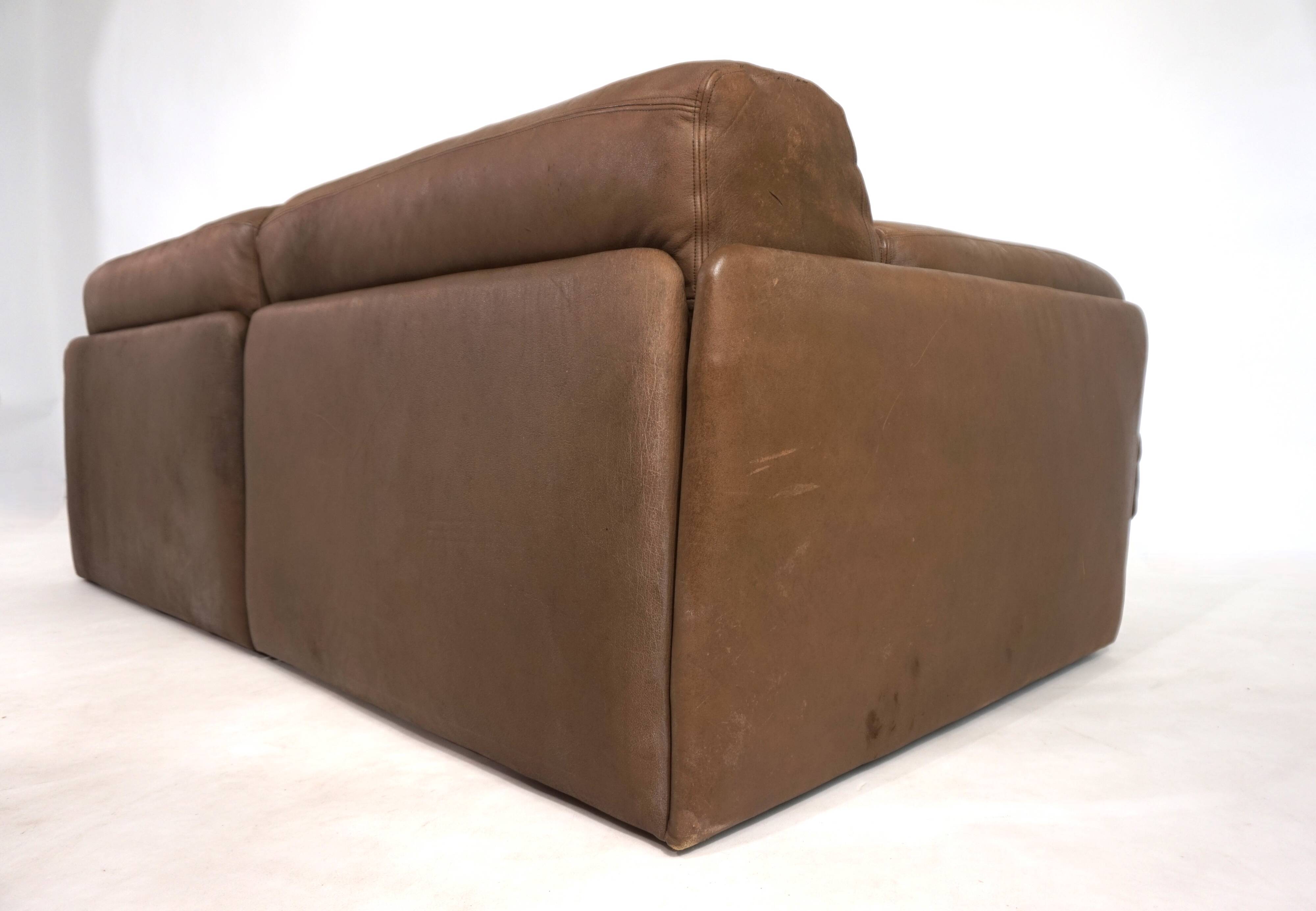 De Sede DS-76 leather double sofa bed, 1970