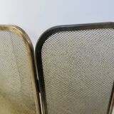 Fire screen, fireplace spark guard, minimalist, solid brass, 1970