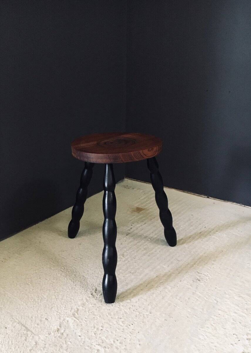 French Bobbin Tripod Stool, 1940s