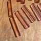 Ten pink glass knife holders
