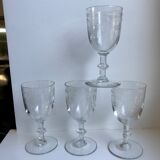 Set of 4 crystal wine glasses engraved 40-50 years