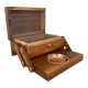 Old wooden cigarette box and ashtray