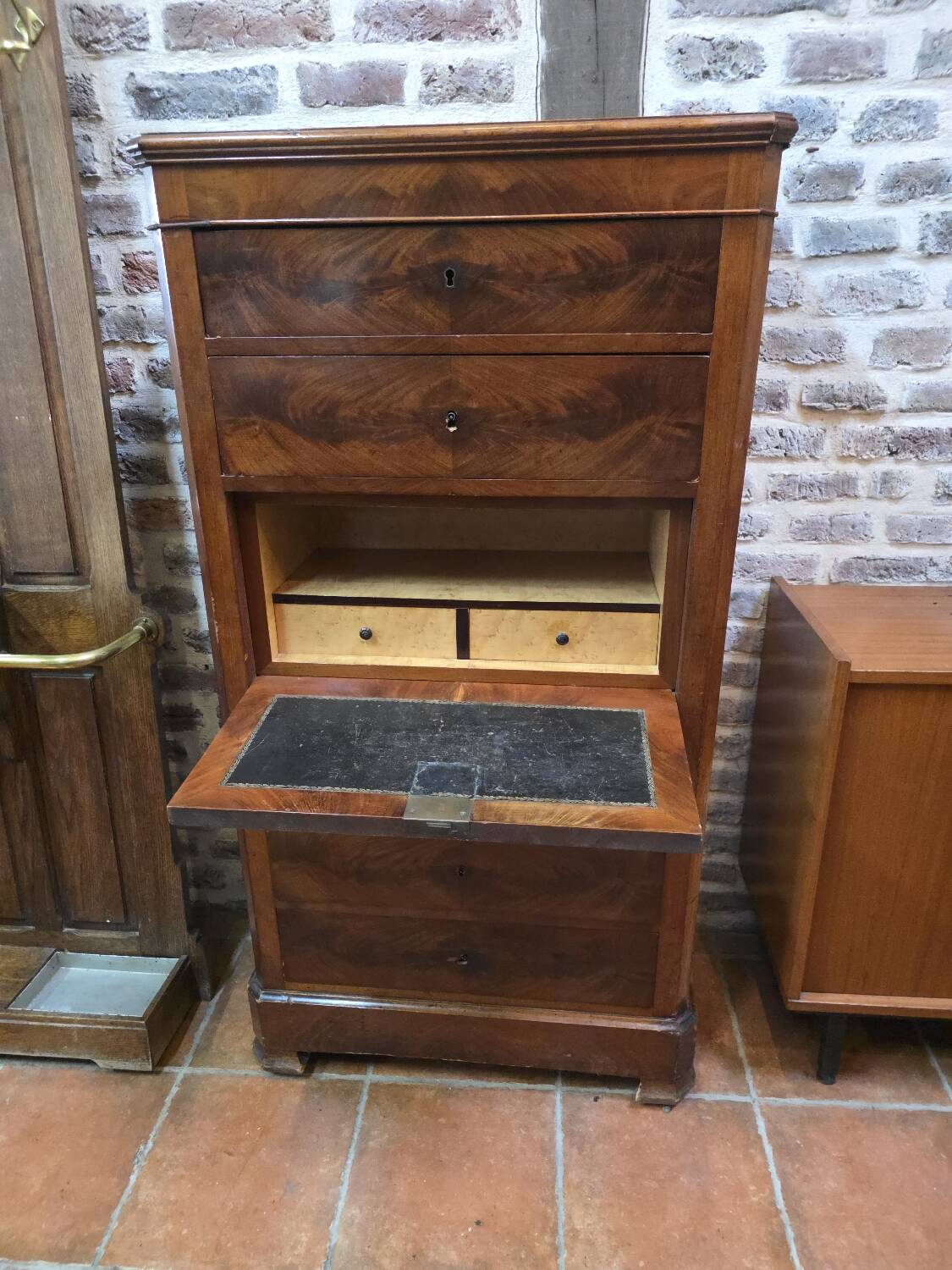 Louis Philippe style mahogany secretary chest.