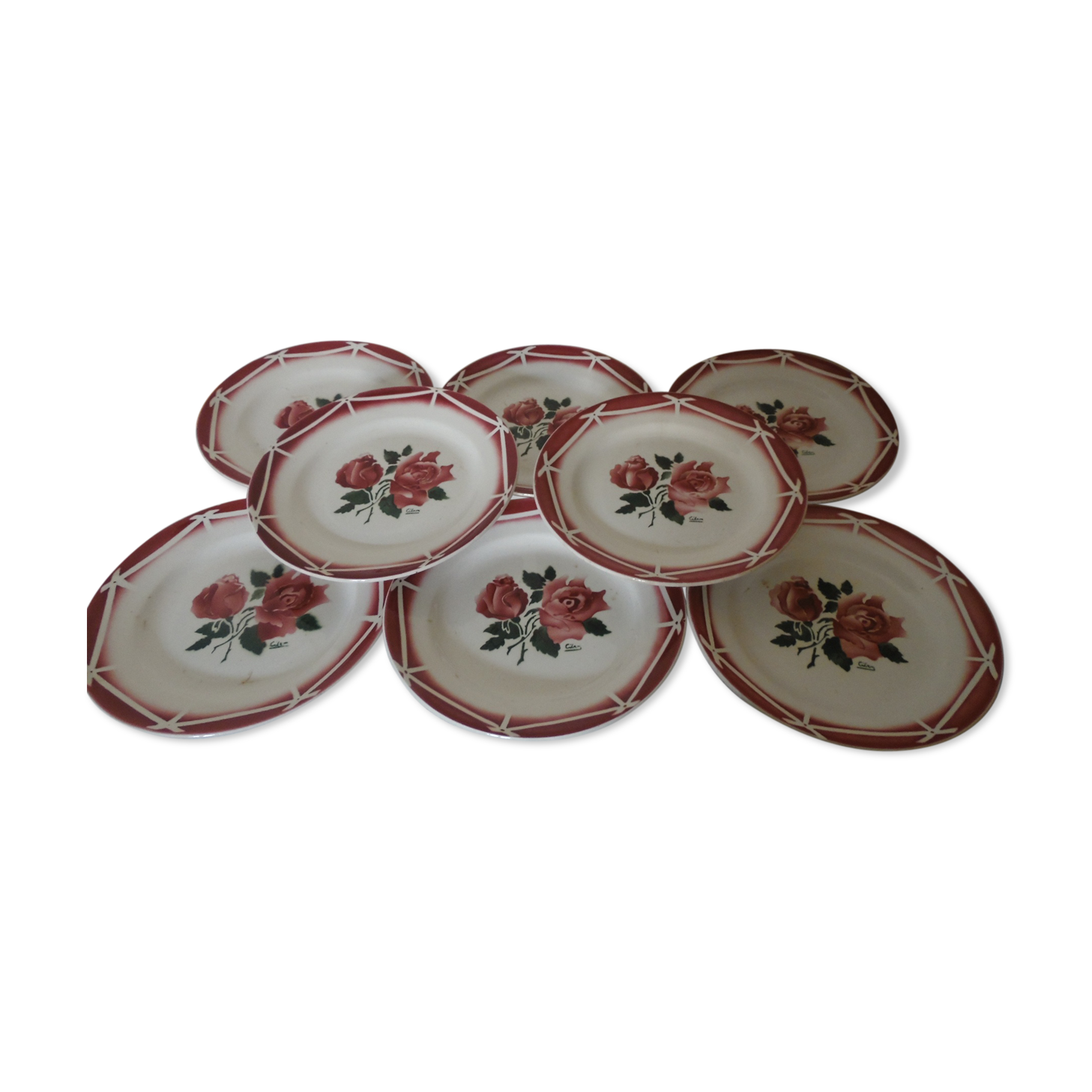 8 plates with Cibon Digoin Sarreguemines model dessert