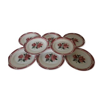 8 plates with Cibon Digoin Sarreguemines model dessert
