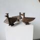 Series of three brutalist Folk Art candle holders