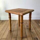 Vintage rattan and bamboo stool 50s-60s