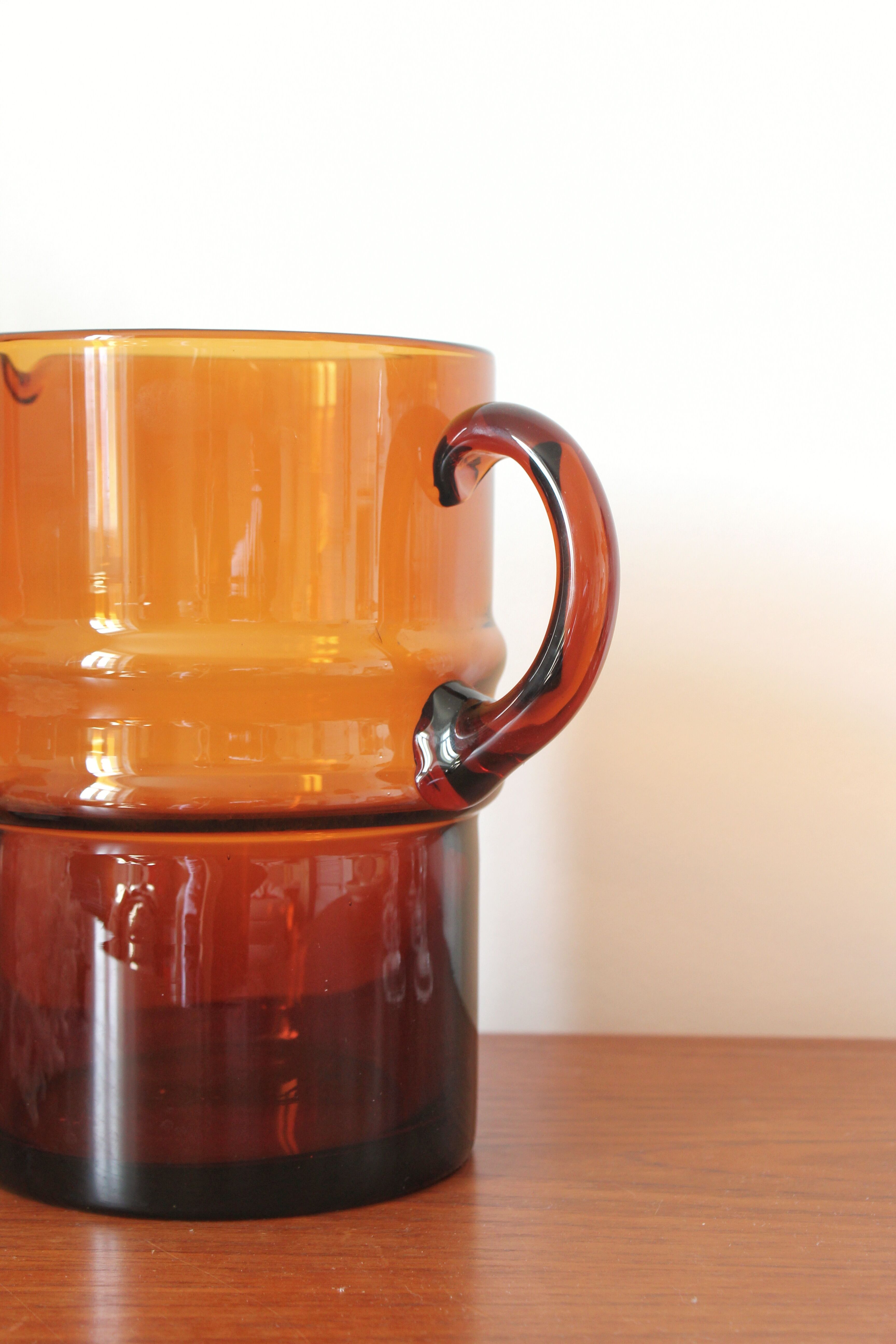 Large vintage amber glass decanter/pitcher