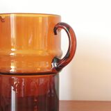 Large vintage amber glass decanter/pitcher