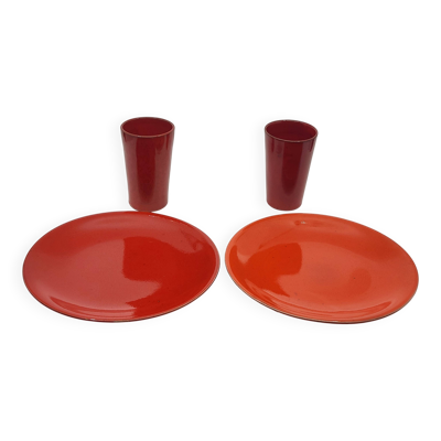 Ensemble en céramique rouge par Robert Picault Vallauris France (lot de 4)