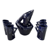 Ceramic orangeade service in ultramarine blue, workshop 59 - Vallauris