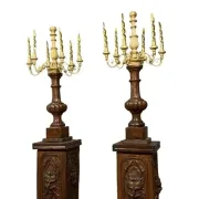 Pair of very large torchères – Terracotta and gilded wood