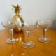 Set of 3 antique floral decoration champagne glasses
