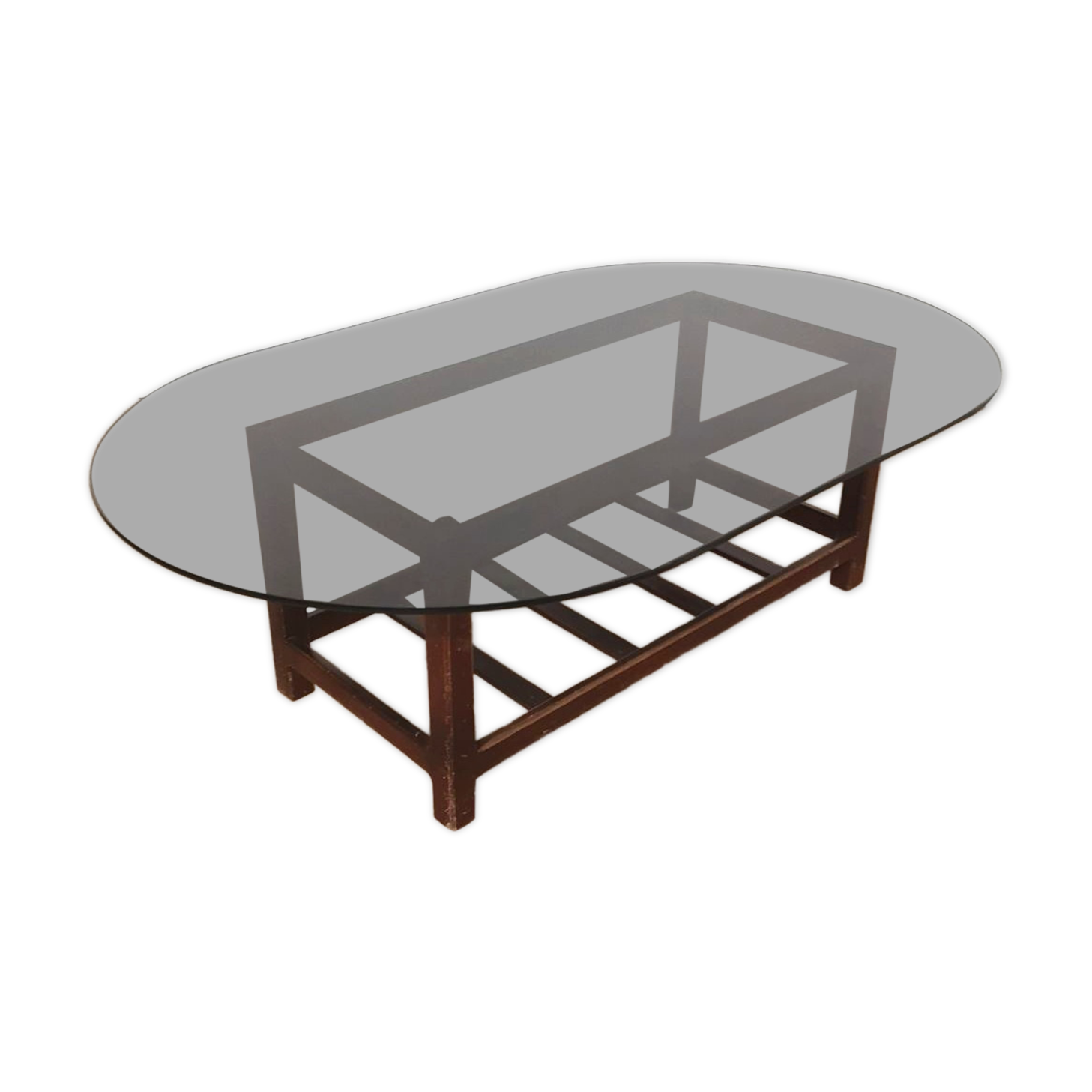 Scandinavian oval smoked glass coffee table