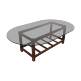 Scandinavian oval smoked glass coffee table