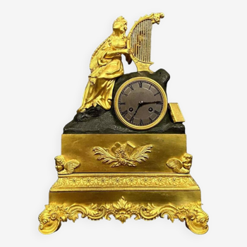 Bronze clock with double patina Empire period 19th century