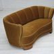 1960s, 2-seater Danish "Banan" sofa, original olive/green furniture velour.