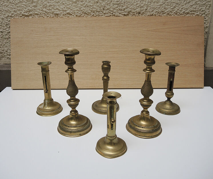 Set of 6 brass candlesticks