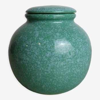 Vase ou pot vert en céramique mouchetée