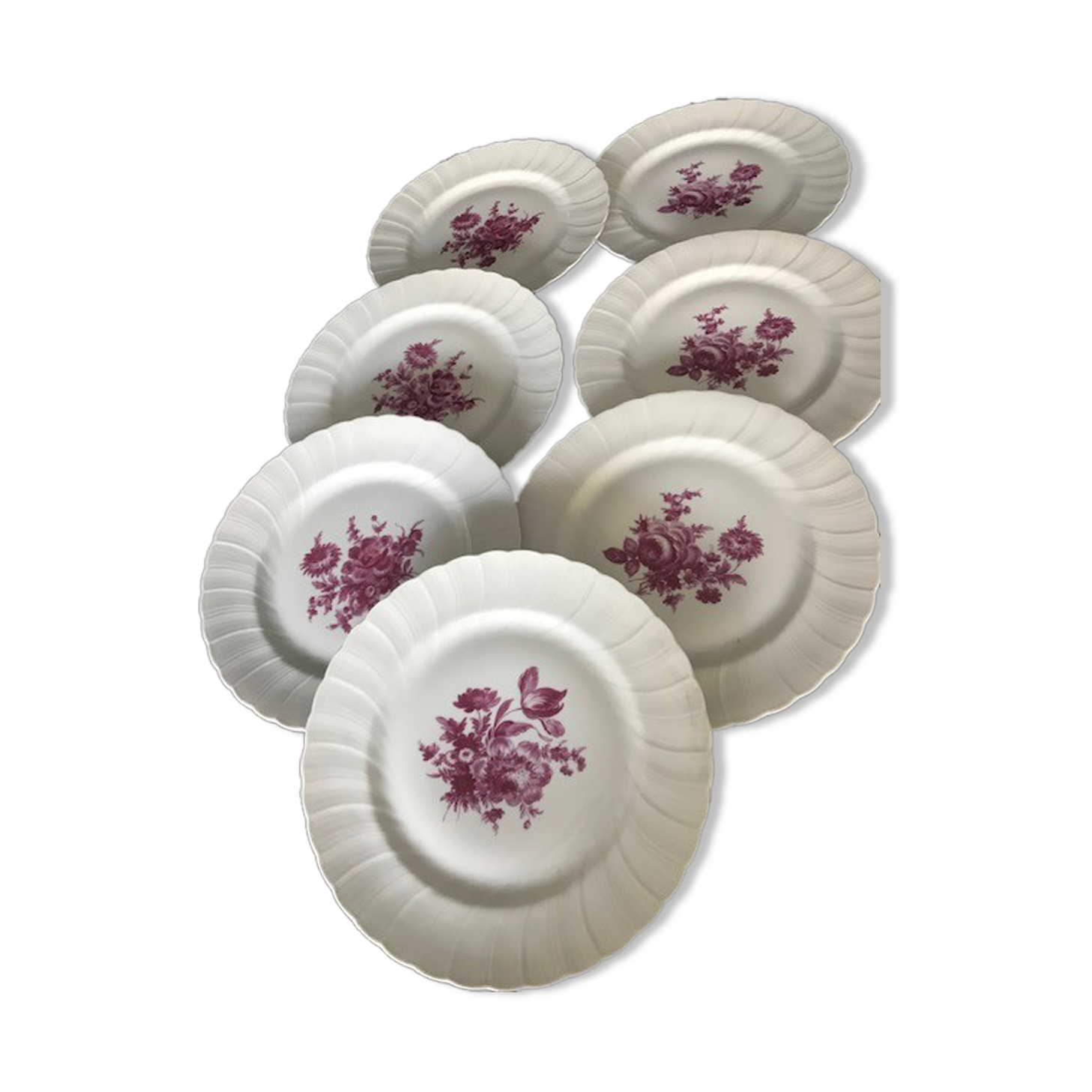 7 porcelain plates from limoges, bernardaud