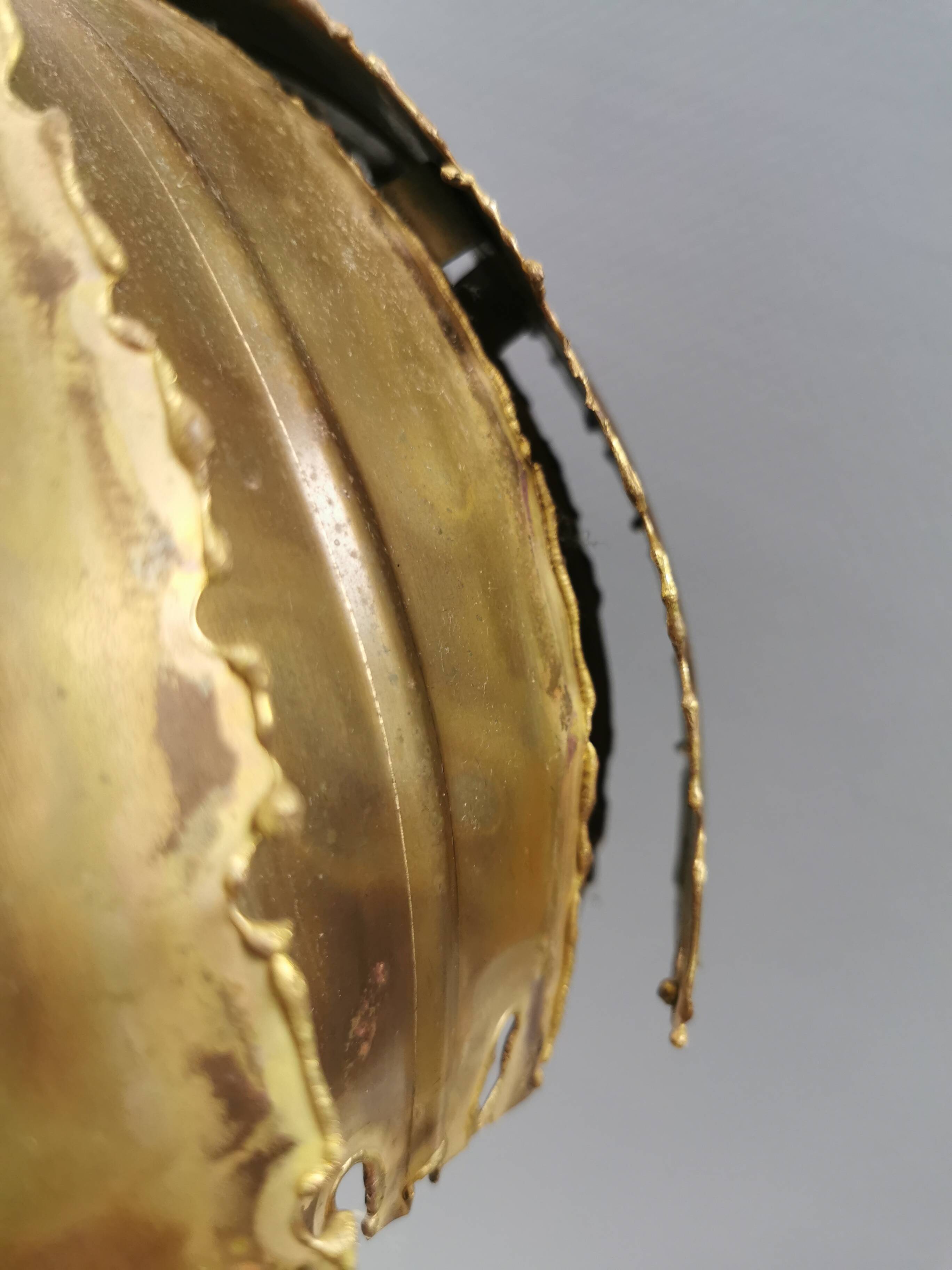 Brutalist flame-cut brass hanging lamp, by Svend Aage Holm Sørensen (SAHS)
