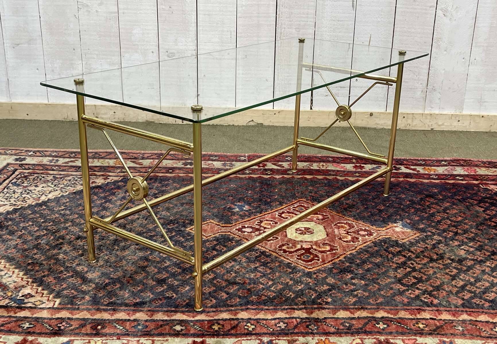 Glass and brass coffee table - 1970s