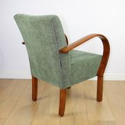 Fauteuil vintage Art Déco en bois courbé et tissu vert olive