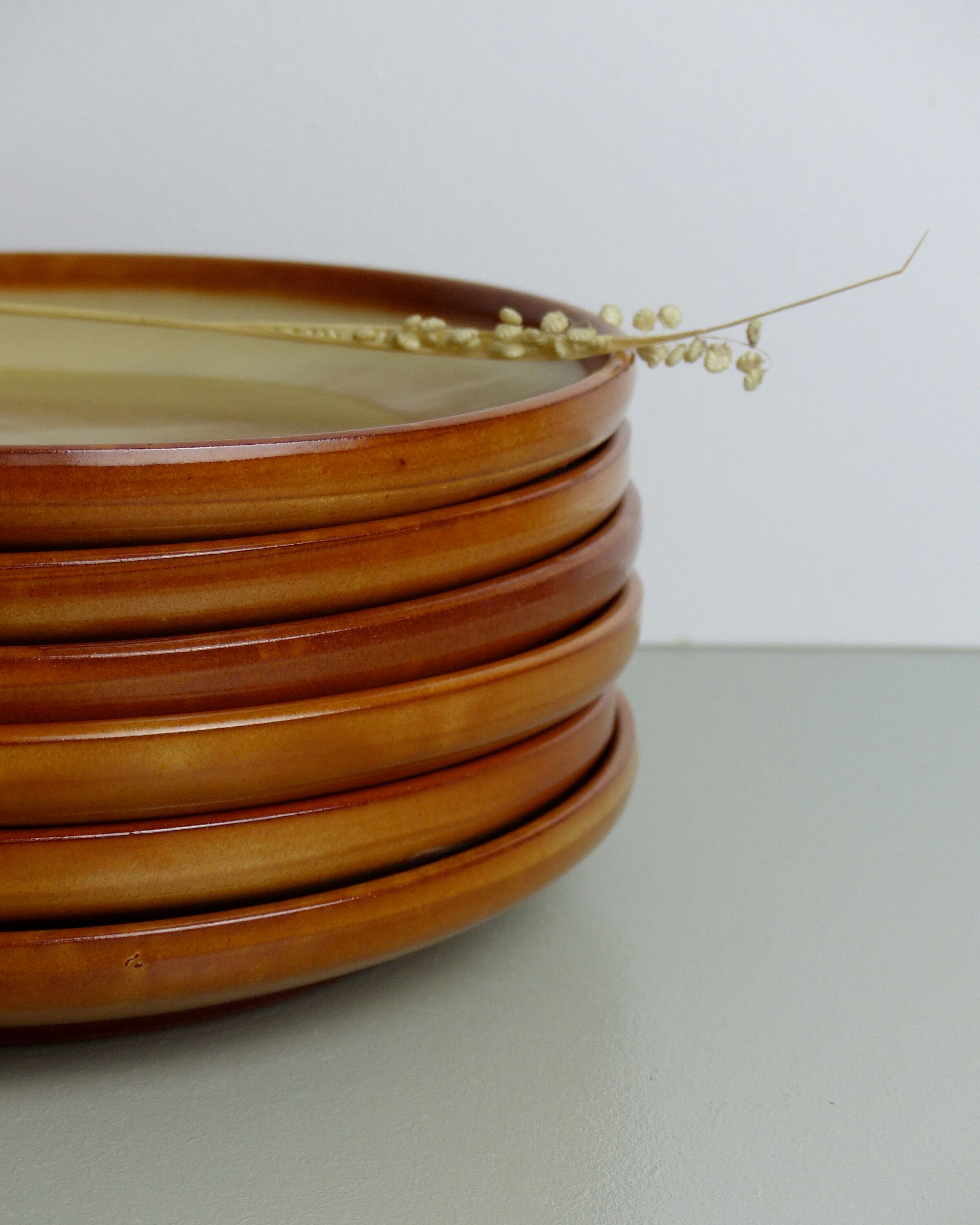 Set of 6 flat sandstone plates