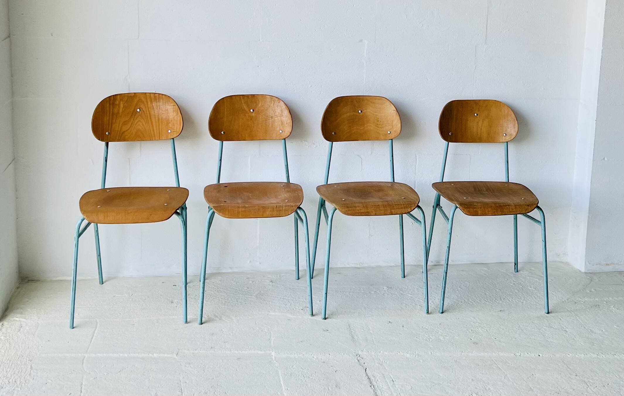 Industrial School Chairs, set of 4