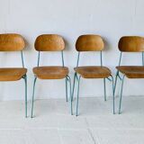 Chaises d'école industrielle, lot de 4