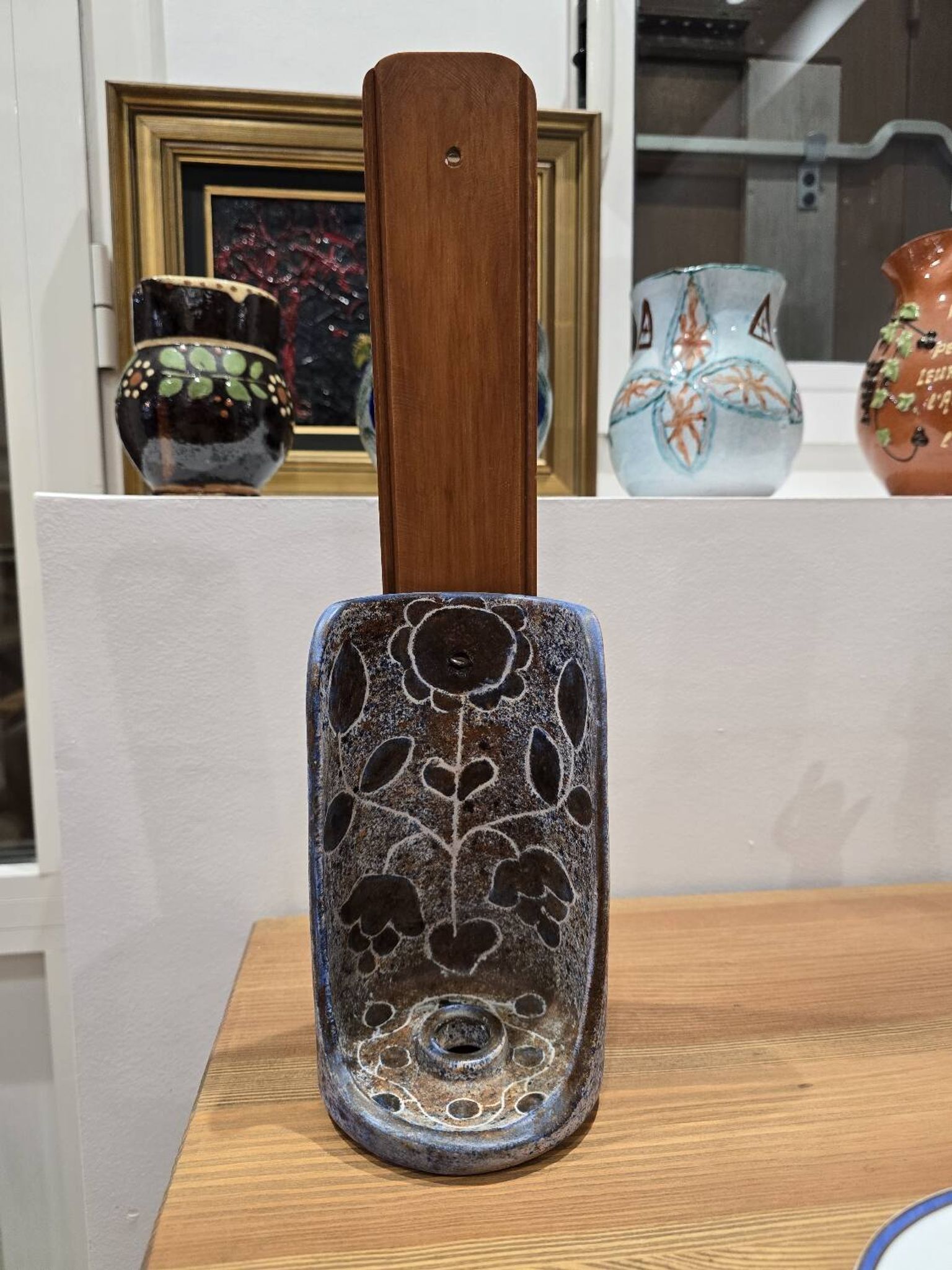 Glazed ceramic candlestick by Bernard Buffat