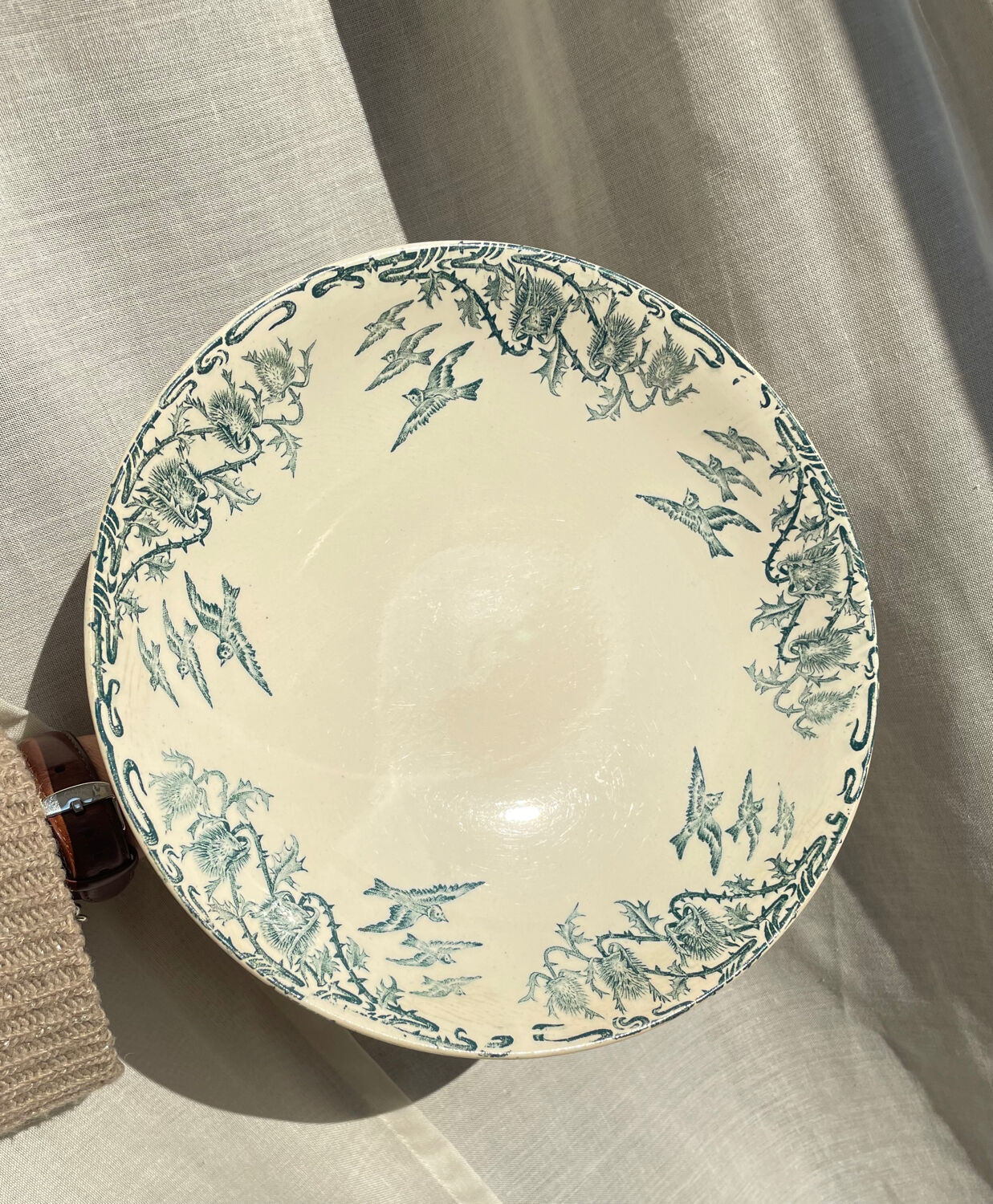 Old Compote Dish Terre de Fer Longwy Model Richelieu