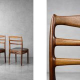 Vintage Mid-Century Danish Modern Elegant Teak & Grey Fabric Chairs, 1960s