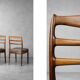 Vintage Mid-Century Danish Modern Elegant Teak & Grey Fabric Chairs, 1960s
