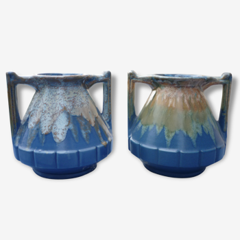 2 vases avec anses gres flammé st uze alpho