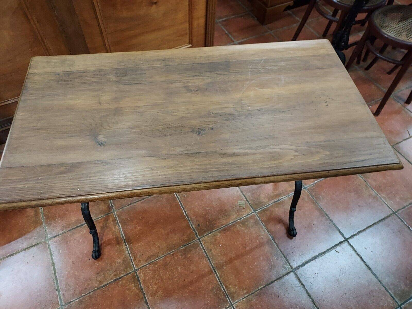 Oak and cast iron coffee table