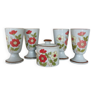 Lot of 4 mazagrans and sugar bowl