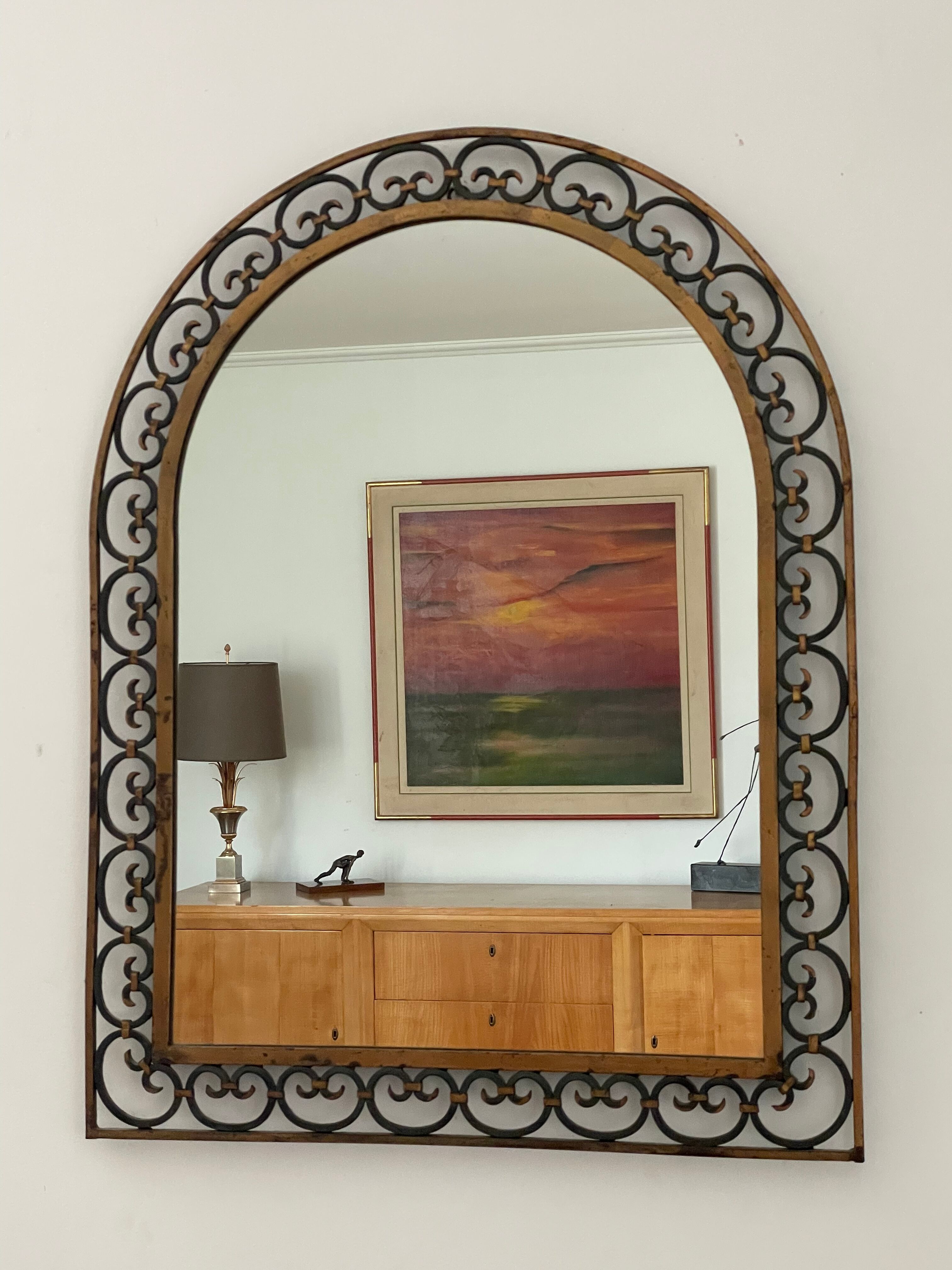 Art deco wrought iron mirror