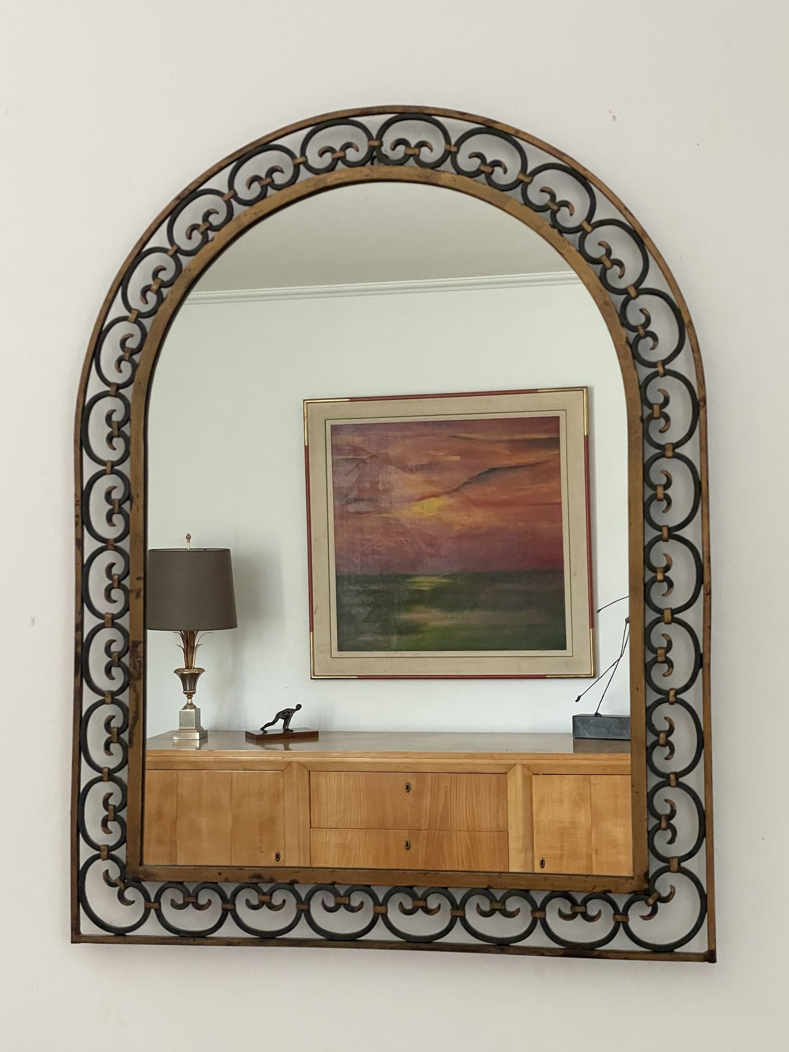 Art deco wrought iron mirror