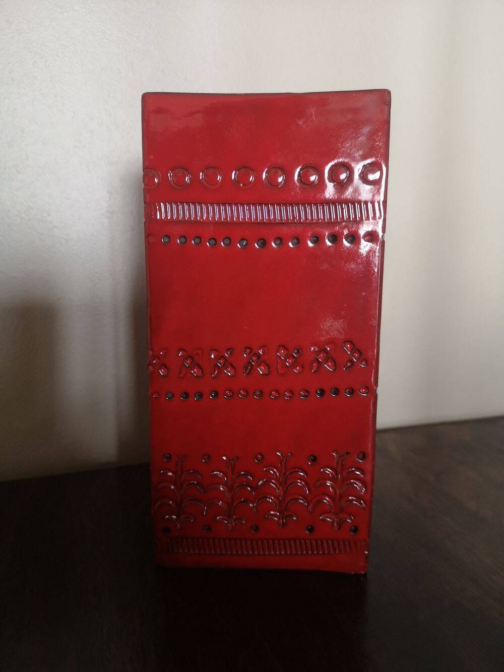Red glazed ceramic vase - Aldo Londi for Bitossi - 1960s