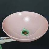 Scarce British Art Deco Pink-Green Aluminium Chandelier & Pink UF Shades