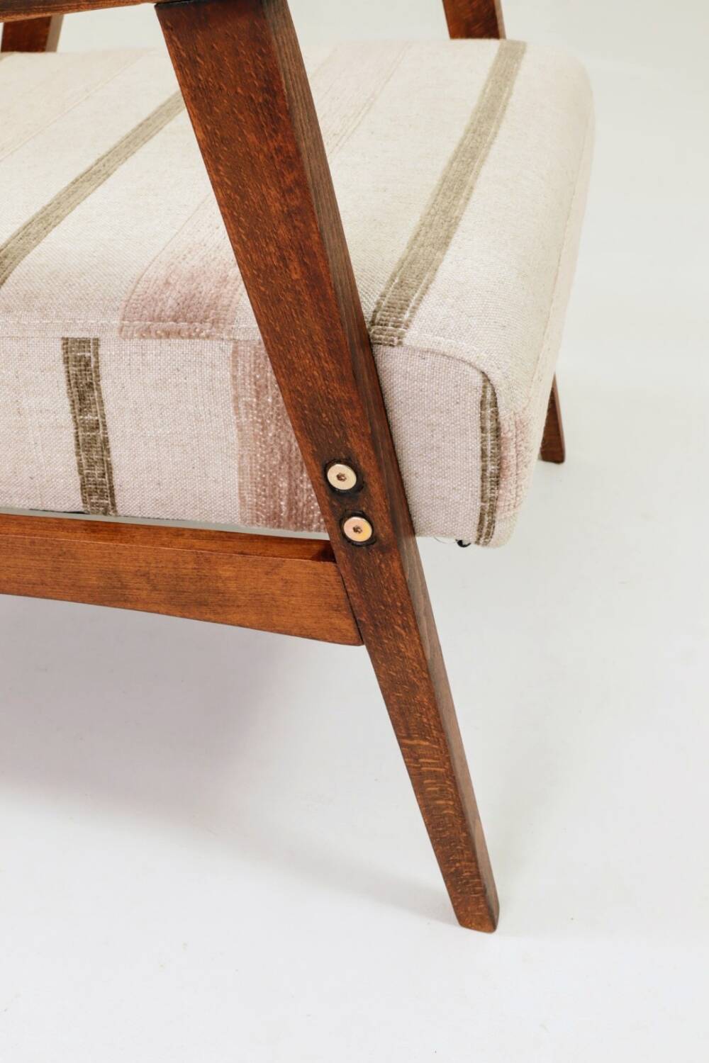 Fauteuil vintage style scandinave lin naturel 1970