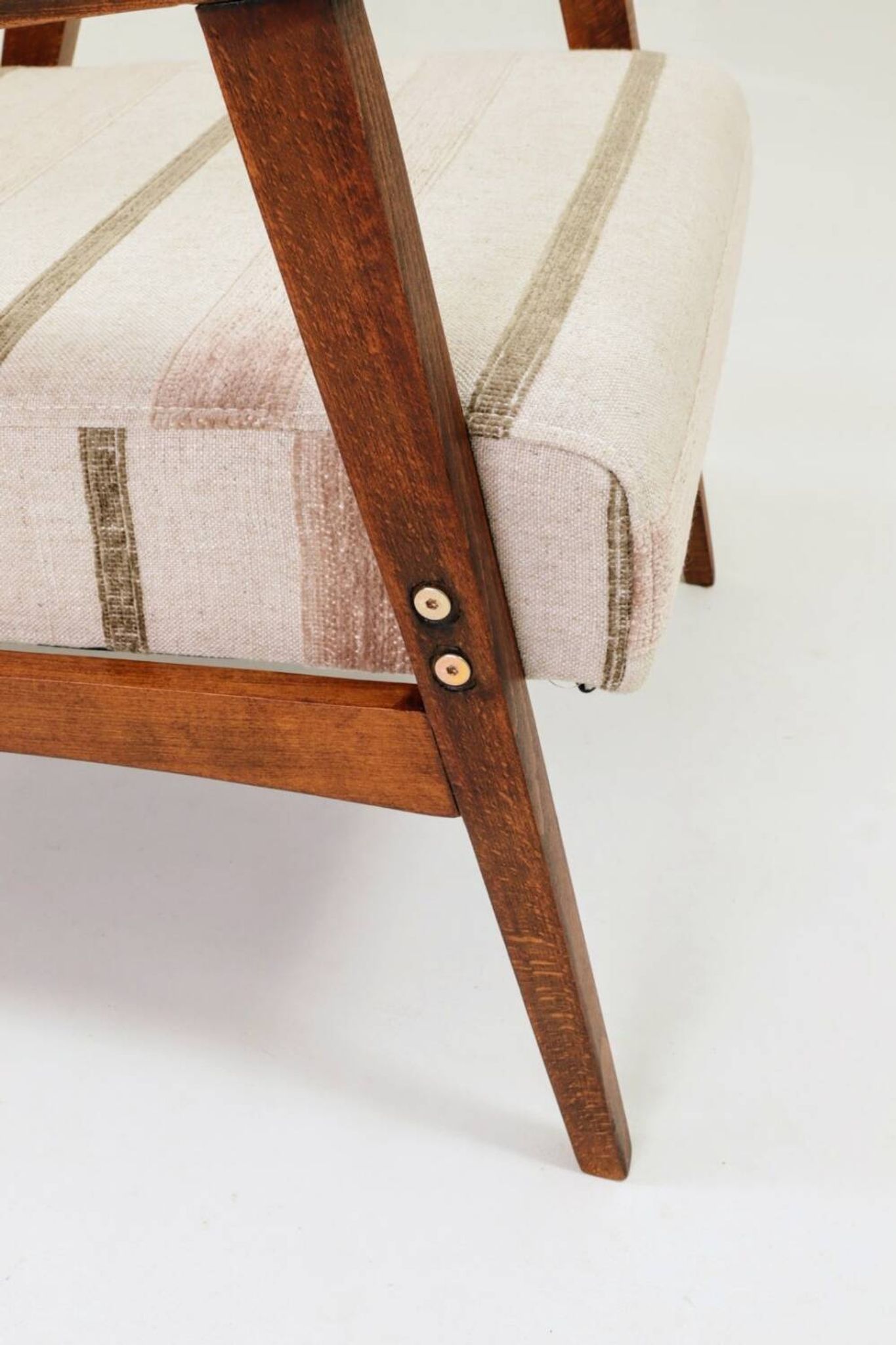 Fauteuil vintage style scandinave lin naturel 1970