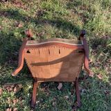 Antique Voltaire armchair in wood and green velvet Louis Philippe