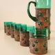 Vintage brutalist drinks set of green glass and patinated copper