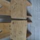 2 vintage chairs in brutalist style made of pitch pine with a waxed finish.